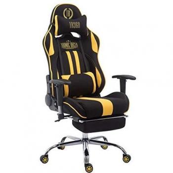 Silla Gaming Racing XL Limit en Tela Negro/Amarillo con Reposapiés y Soporte hasta 150 kg