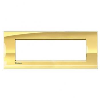 Placa Embellecedora 7 Módulos Centrados Livinglight BTICINO LNA4807OA Oro Frío