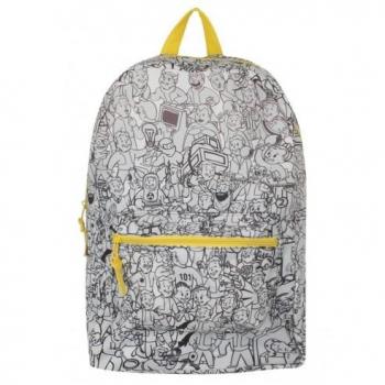 Mochila Fallout Vault Boy Estampada - Mochila de tela, diseño estampado del personaje Vault Boy de la serie Fallout, con compartimentos múltiples, correas ajustables y acolchadas, ideal para uso diario y fanáticos de videojuegos