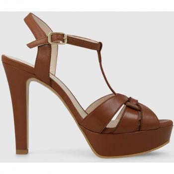 Lodi - Sandalias de tacón de mujer con plataforma en piel color cuero