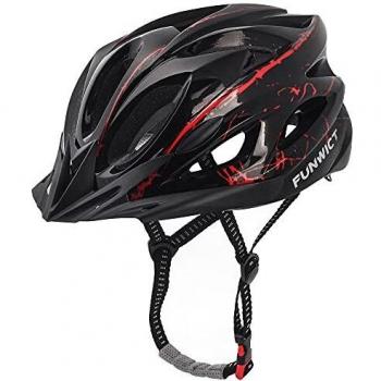 FUNWICT Casco Bicicleta con Visera Removable Casco Bicicleta de Montaña con Luz Trasera para Hombre Mujer Ciclismo Casco Adecuado para Circunferencia de Cabeza 57-61 cm