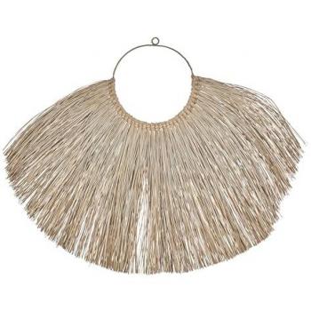 Decoración de Pared Redonda Boho Natural en Color Claro con Fibras de Jacinto de Agua Hatinh