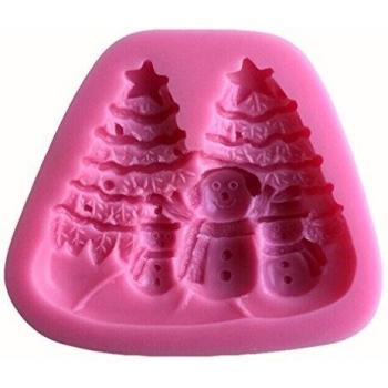 LYNCH Árbol de navidad y muñecos de nieve del molde DIY 3D de silicona pasta de azúcar,Rosa