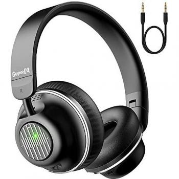 Auriculares con Cancelación Activa de Ruido, SuperEQ S2 Cascos Inalambricos Bluetooth 5.0 con micrófono CVC 8.0, HiFi graves profundos, 25 horas de Reproducción, para PC/Teléfonos Celulares/TV