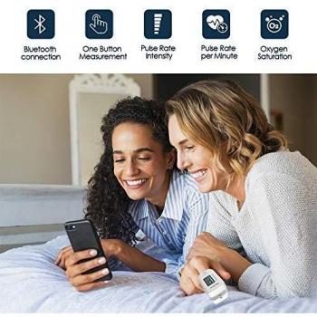 Pulsioxímetro, Oxímetro de dedo Pulso, App vía Bluetooth, Medición de la Saturación de Oxígeno
