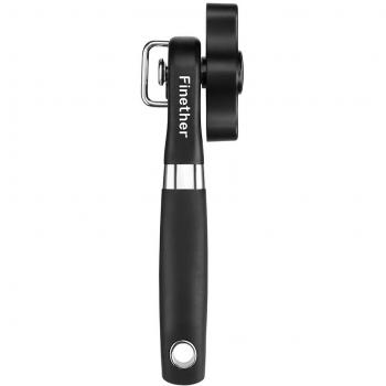 Finether-Abrelatas Manual Portátil de Acero Inoxidable Antioxidante, Negro
