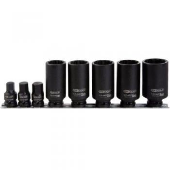 KS Tools 150.1750 1/2 Juego de llaves de vaso para árboles cardán, 8 pzs