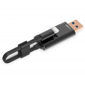 Ednet 31519 lector de tarjeta USB 3.2 Gen 1 (3.1 Gen 1)/Lightning Negro