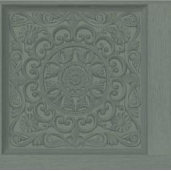 Teal Ornate Wood Panel Non-Pasted Wallpaper - 10.05m x 53cm (Covers 56 sq. ft.)