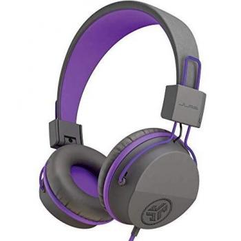 JLab Jbuddies Studio - Auriculares Plegables para Niños con Limitador de Volumen, Micrófono en Línea y Color Violeta