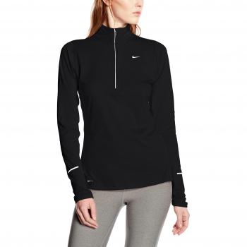 Nike Tank Element Half Zip Camiseta, Mujer, Negro / Plateado
