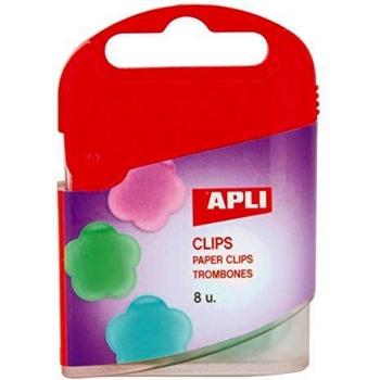 APLI Clips de Fantasía con Diseño de Flor, Gris, 8 Unidades en Caja