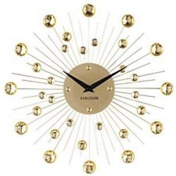 Reloj de pared KARLSSON Sunburst dorado mediano con cristales, diámetro 30 cm