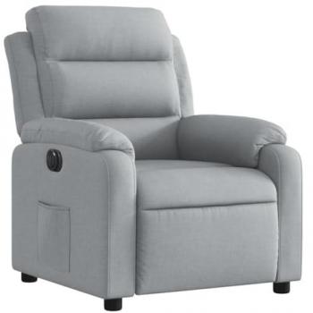 Sillón Reclinable Eléctrico en Tela Gris Claro con Respaldo y Reposabrazos Ajustables, Ideal para Personas Mayores