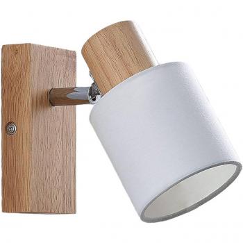 Lindby Spot Wanessa, foco empotrado moderno de madera en color blanco, 1 luz E14, altura 14 cm