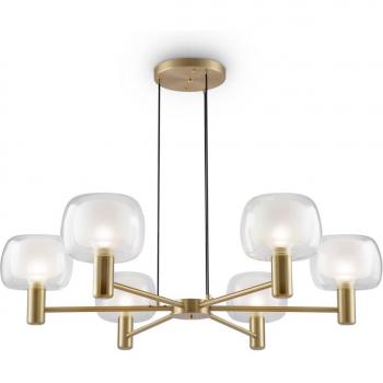 Lámpara colgante moderna Maytoni Vision dorada de 6 luces E14