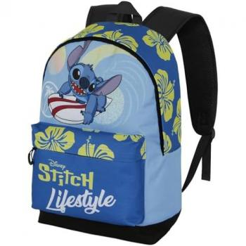 Mochila Lilo y Stitch Grande, Un Compartimento + Bolsillo Frontal, Acolchada, Tirantes Ajustables, Licencia 100% Oficial, Niño, Niña, Color Azul, 44 x 31 x