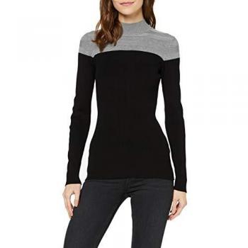 Morgan Pull Col roulé Bicolore MICO Pullover Sweater, Gris