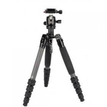 Trípode Sirui Traveler 5cx Carbono con patas de carbono, diseño compacto y ligero, capacidad de carga de hasta 10 kg, altura máxima de 155 cm, sistema de bloqueo rápido para las patas, cabezal esférico