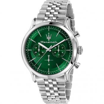 Maserati - Reloj para Hombre, Cronógrafo, Analógico, Correa de Acero, Resistente al Agua, Caja de 42 mm, Colección Vintage