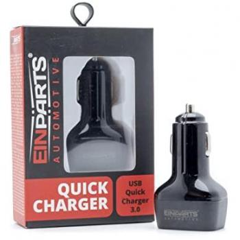 Cargador de coche para móvil EINPARTS EPACC013 con 2 puertos USB y carga rápida QUICK CHARGE 3.0