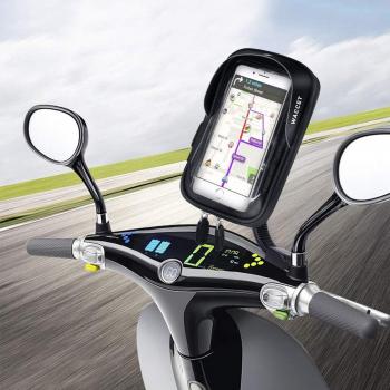 WACCET Soporte Movil Moto Impermeable Motocicleta Teléfono Soporte con Pantalla Táctil Sensible Soporte Movil Scooter para iPhone XS MAX/XR/X/8Plus Samsung S9/S8/S7 hasta 6,5'' Smartphone