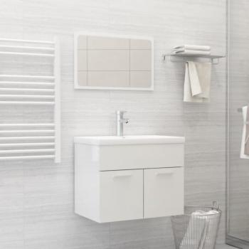 Conjunto de muebles de baño de parchboard pulido blanco, madera de ingeniería blanca brillo