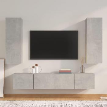 Set de muebles para TV 4 piezas madera contrachapada gris hormigón 80 x 30 x 30 cm