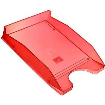 Q-Connect - Bandeja Sobremesa Plástico Rojo Transparente