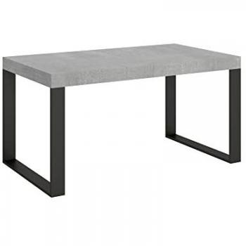 Mesa extensible Tecno Premium 90x160/420 cm, cemento con estructura antracita
