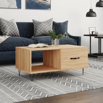 Mesa de centro de roble Sonoma 90x50x40 cm madera multicapa marrón