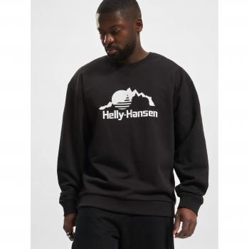 Yu Crew 2.0 - Sudadera Helly Hansen para Hombre de Algodón Orgánico y Poliéster en color negro con estampado blanco, talla S