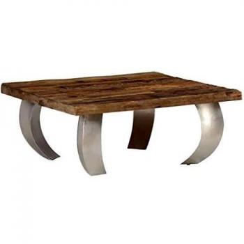 vidaXL Mesa de Centro Madera Acero 80x78x35 cm Mesita Mesilla Mueble Auxiliar