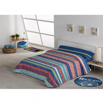 Stilia Nórdica Juego de 3 Piezas Almohada, Funda de Edredón y Bajera Elástica Ajustable, Modelo Grandana, Azul, 220 x 240 cm, Cama de 135