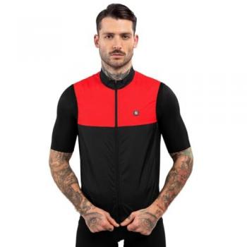 Chaleco Cortavientos de Ciclismo Siroko V1 Richmond Rojo y Negro para Hombre