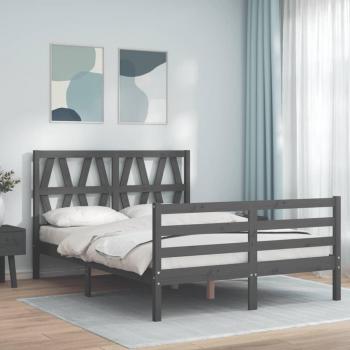 Cabecero gris de madera maciza 140x190 cm