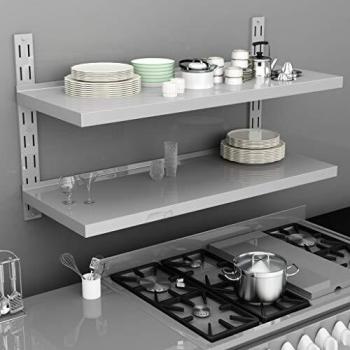 2-Tier Floating Wall Shelf Stainless Steel 120x30 cm