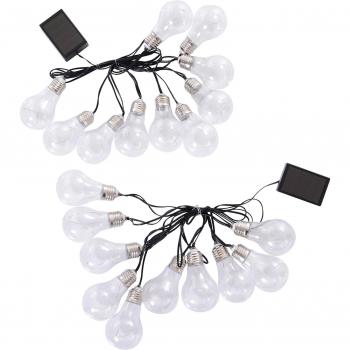Guirnalda de luces solares exteriores - paquete de 2 piezas - 20 bombillas LED blanco cálido - longitud total 7,6 m - norma IP44
