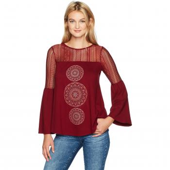 Desigual Ts_Neusifu, Camisa Manga Larga para Mujer, Rojo