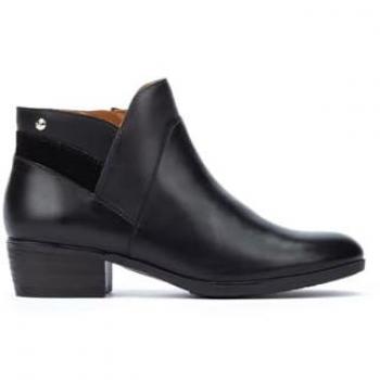 Botines de mujer Pikolinos Daroca W1U-8732C2 de piel con cremallera, color negro, tacón