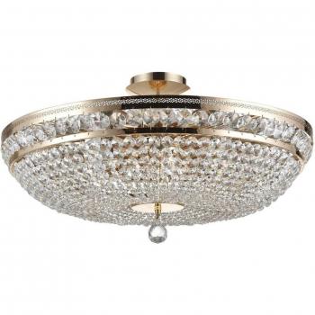 Plafón de Techo Maytoni Ottilia, Ø 65 cm, Dorado y Cristal, 12 Luces E14