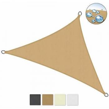 Sol Royal Toldo/Parasol SolVision Triangular 100% Poliéster con recubrimiento de poliuretano, resistente y fácil de cuidar, color arena, dimensiones 600x420x420 cm, protección solar y UV