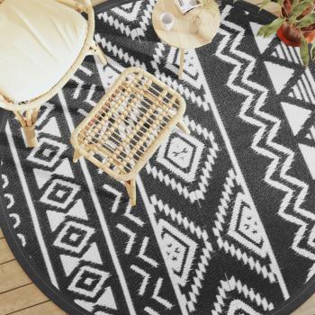 Alfombra de exterior PP negro Ø200 cm Vidaxl