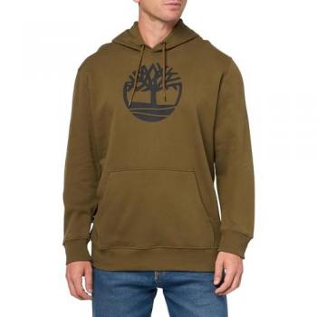 Timberland Men's Kennebec River Tree Logo Hoodie in Dark Olive Green, Size: M