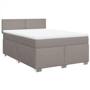 Cama Box Spring con colchón de muelles Tortora 140x200 cm en tela gris taupe