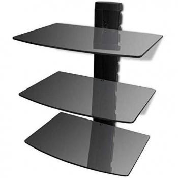 vidaXL Soporte DVD de pared con 3 estantes, Negro Muebles de Casa estanterías Librerías