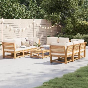 9-Piece Acacia Solid Wood Garden Lounge Set with Cushions