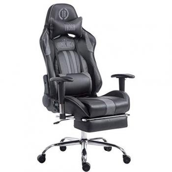 Silla de Oficina Racing Limit XL con Reposapiés Negro/Gris, Tapizada en Cuero Sintético y Estructura Metálica Regulable