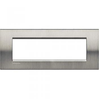 Placa embellecedora 7 módulos cuadrada Livinglight BTICINO Acero Inoxidable Cepillado LNA4807ACS