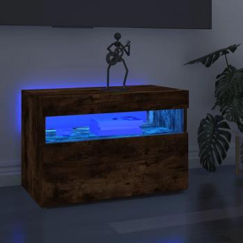 Mueble TV con luces LED 2 piezas color roble ahumado 60x35x40 cm